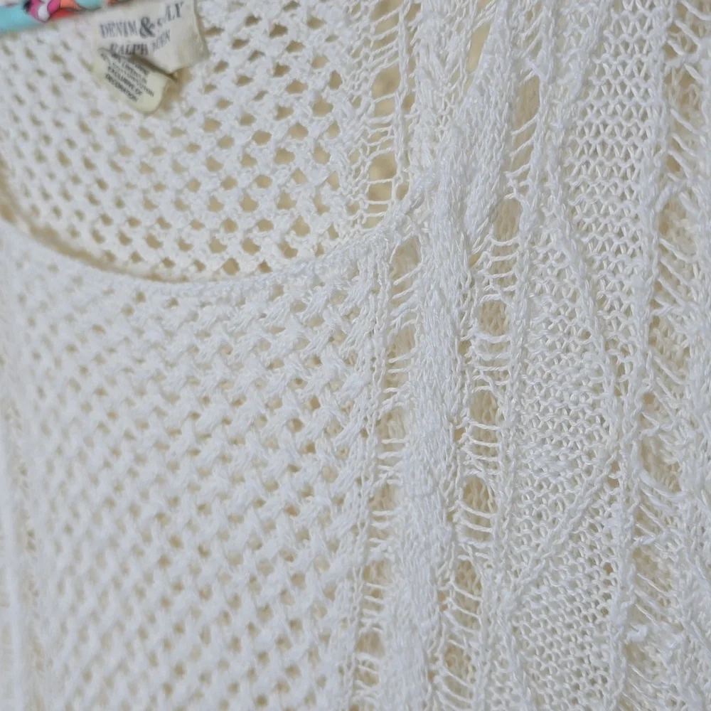 Ralph Lauren Denim & Supply White Knit Sweater Nautical Crochet - Picture 3 of 7